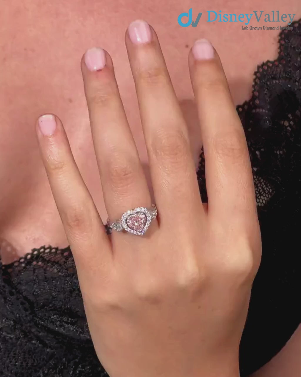 1.80 Carat Heart Cut Lab Grown Pink Diamond Engagement Ring