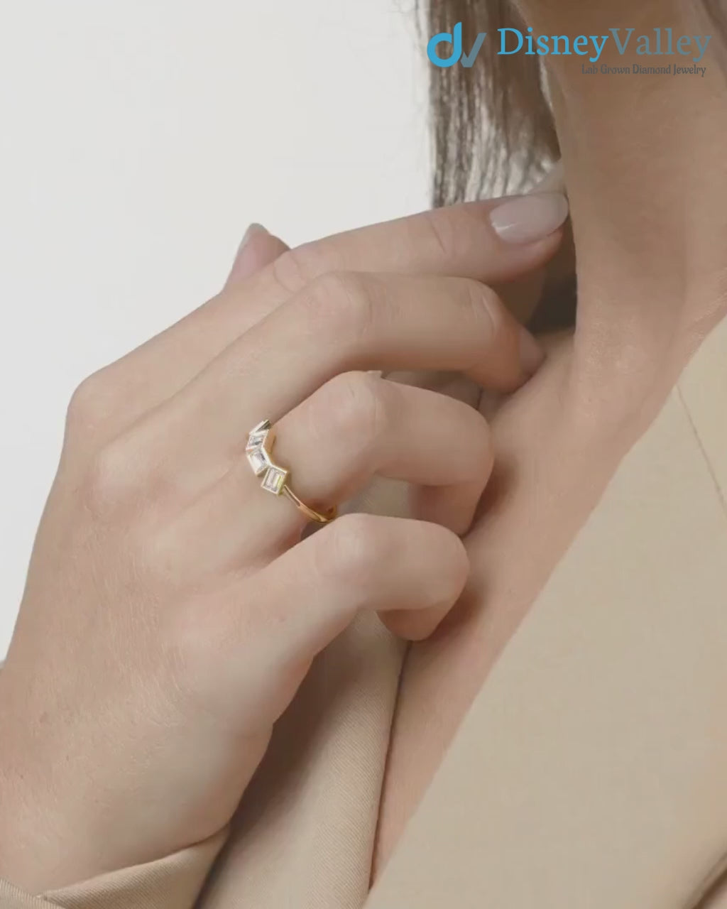 Gold Lab Diamond Stackable Ring emerald Modern Minimalist Ring