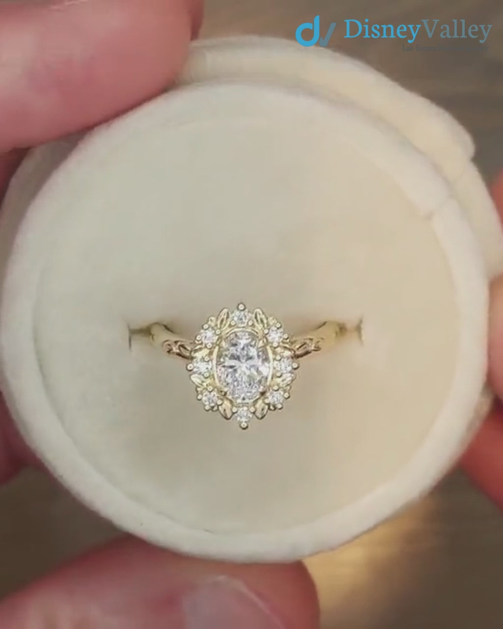 Antique Style Halo Featuring an Oval Cut Moissanite Vintage Leaves Rings