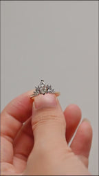 Solid Gold Marquise Moissanite Engagement Ring with Accent Stones