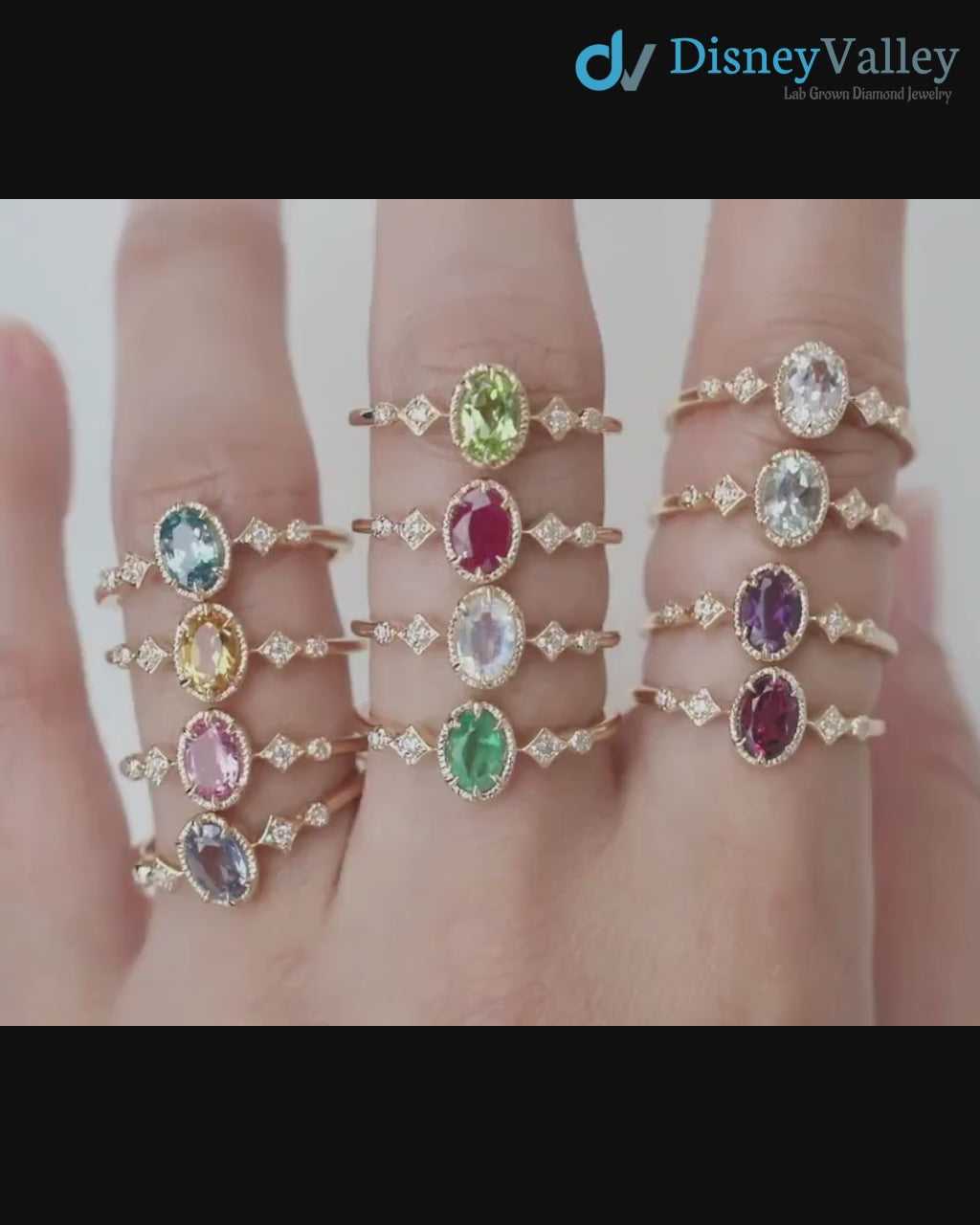 Unique large oval birthstone ring, Vintage inspired oval birthstone jewelry