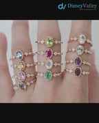 Unique large oval birthstone ring, Vintage inspired oval birthstone jewelry