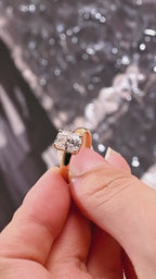 Solid Gold Band Radiant Cut Moissanite Engagement Ring, Promise Ring