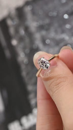Solid Gold Oval Cut Lab-grown Diamond Engagement Ring, Tulip Floral Setting