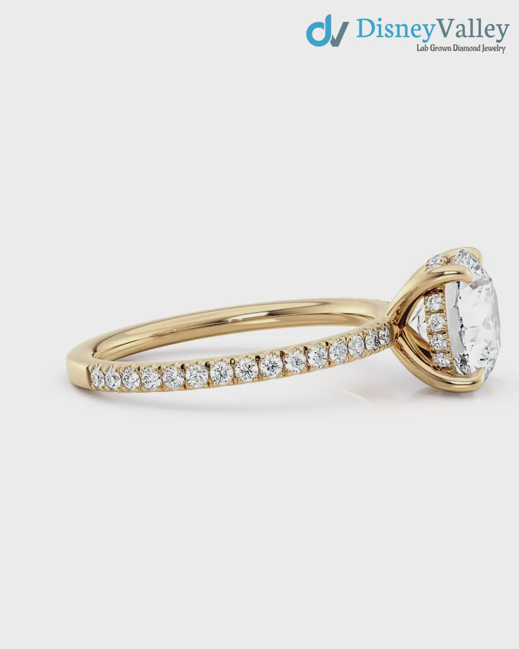 Round Cut lab grown with Hidden Halo wedding ring