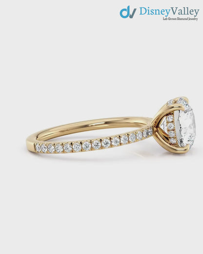Round Cut lab grown with Hidden Halo wedding ring