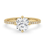Cushion Cut Diamond Compass Prong Setting Engagement Ring