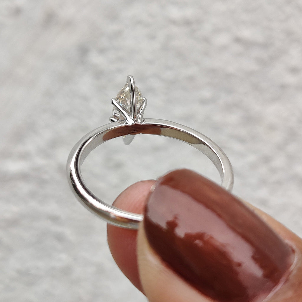 Marquise Solitaire Engagement Ring With Knife Edge Shank