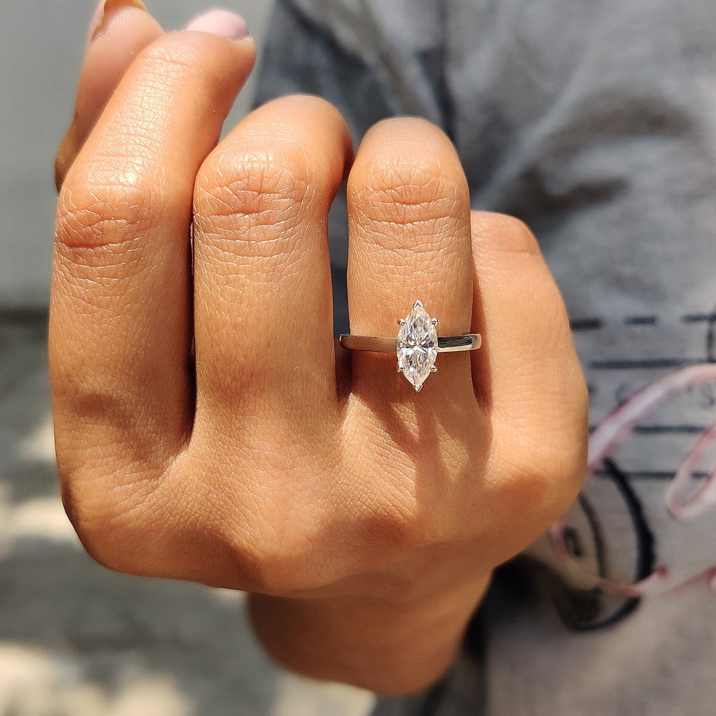 Marquise Moissanite Ring With Solitaire Style
