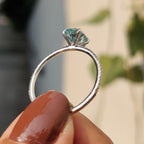 Cyan Blue Pear Shaped Moissanite Ring