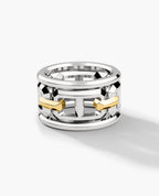 HERCULES Two-Tone Silver and 18k Yellow Gold Ring - Wide Version