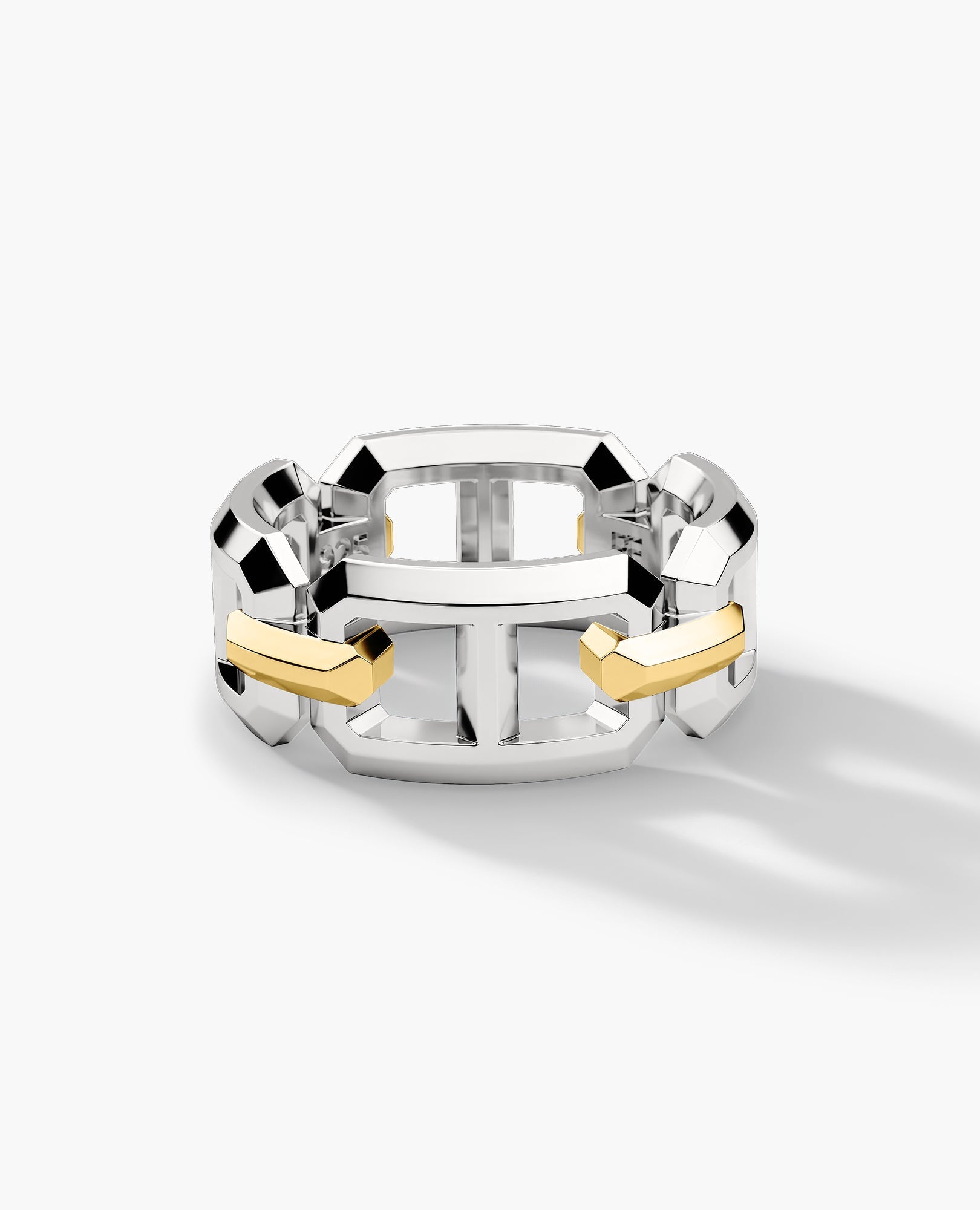 HERCULES Two-Tone Silver and 18k Yellow Gold Ring