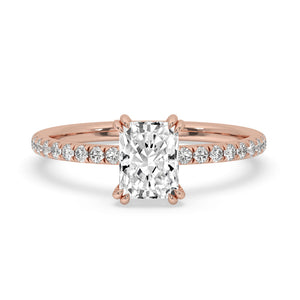 Radiant Diamond Cut Ring in Dazzling Pave Setting