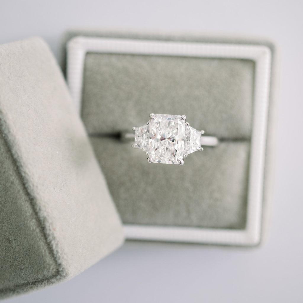 2.50 CT Radiant Moissanite Three Stones Engagement Ring