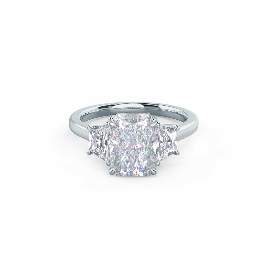 2.50 CT Radiant Moissanite Three Stones Engagement Ring