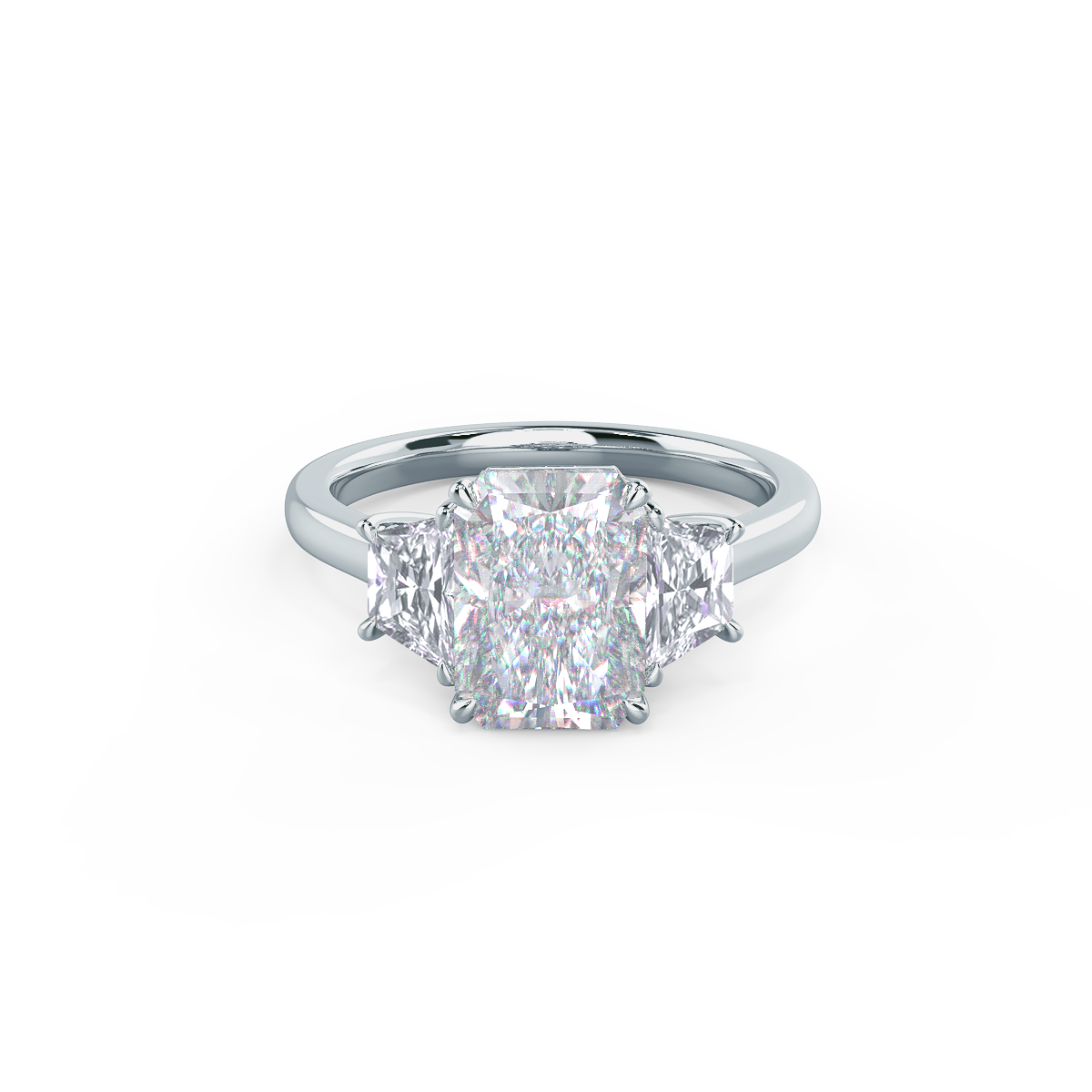 2.50 CT Radiant Moissanite Three Stones Engagement Ring
