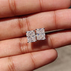 Radiant Cut Moissanite Earrings with Stud Design