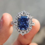 Radiant Halo Engagement Ring With Cathedral Setting