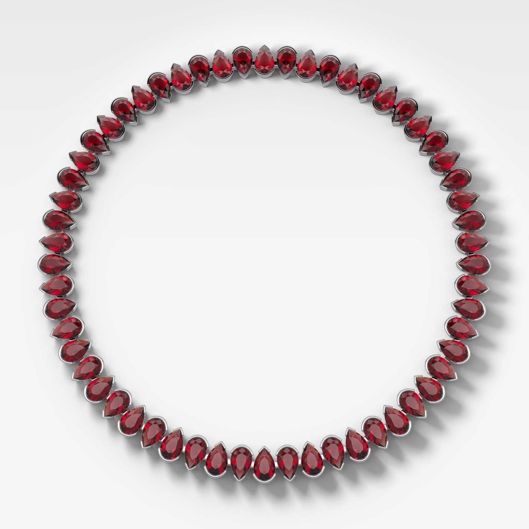 Red Ruby Half Bezel Pear Cut Diamond Choker Necklace