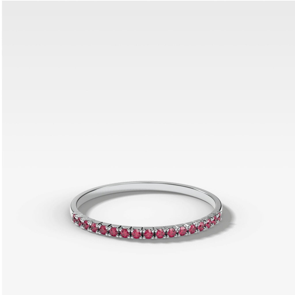 Red Ruby Petite French Pavé Wedding Band