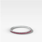 Red Ruby Petite French Pavé Wedding Band