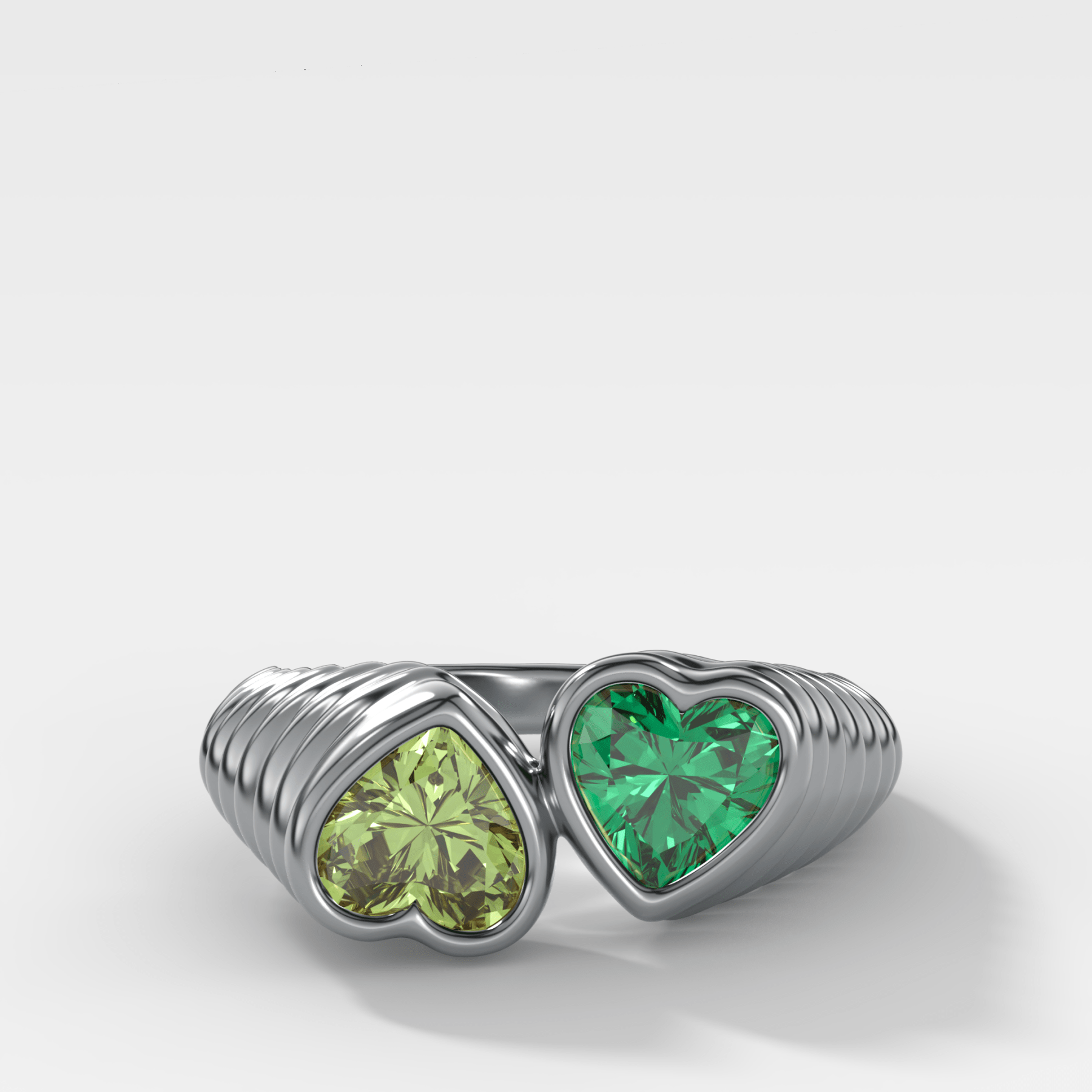 Reverse Bezel Heart Ring with Peridot and Emerald Secondary image