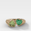 Reverse Bezel Heart Ring with Peridot and Emerald