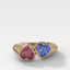 Reverse Bezel Heart Ring with Red Ruby and Blue Sapphire