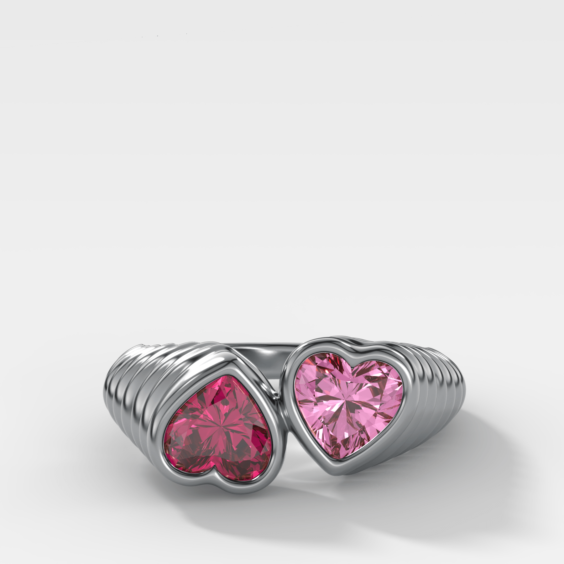 Reverse Bezel Heart Ring with Red Ruby and Pink Sapphire Secondary image