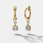 Reversed Mini Tiered Bezel Drop Huggies with Asscher Cut Diamonds