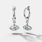 Reversed Mini Tiered Bezel Drop Huggies with East West Marquise Cut Diamond