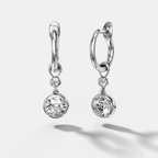 Reversed Mini Tiered Bezel Drop Huggies with Round Cut Diamonds