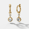Reversed Mini Tiered Bezel Drop Huggies with Round Cut Diamonds