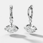 Reversed Tiered Button Back Drop Huggies with Marquise Cut Diamonds