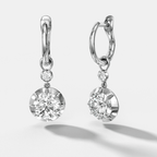 Reversed Tiered Button Back Drop Huggies with Round Cut Diamonds