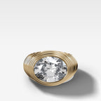 Ripple Solitaire Engagement Ring with East West Oval Cut Diamond