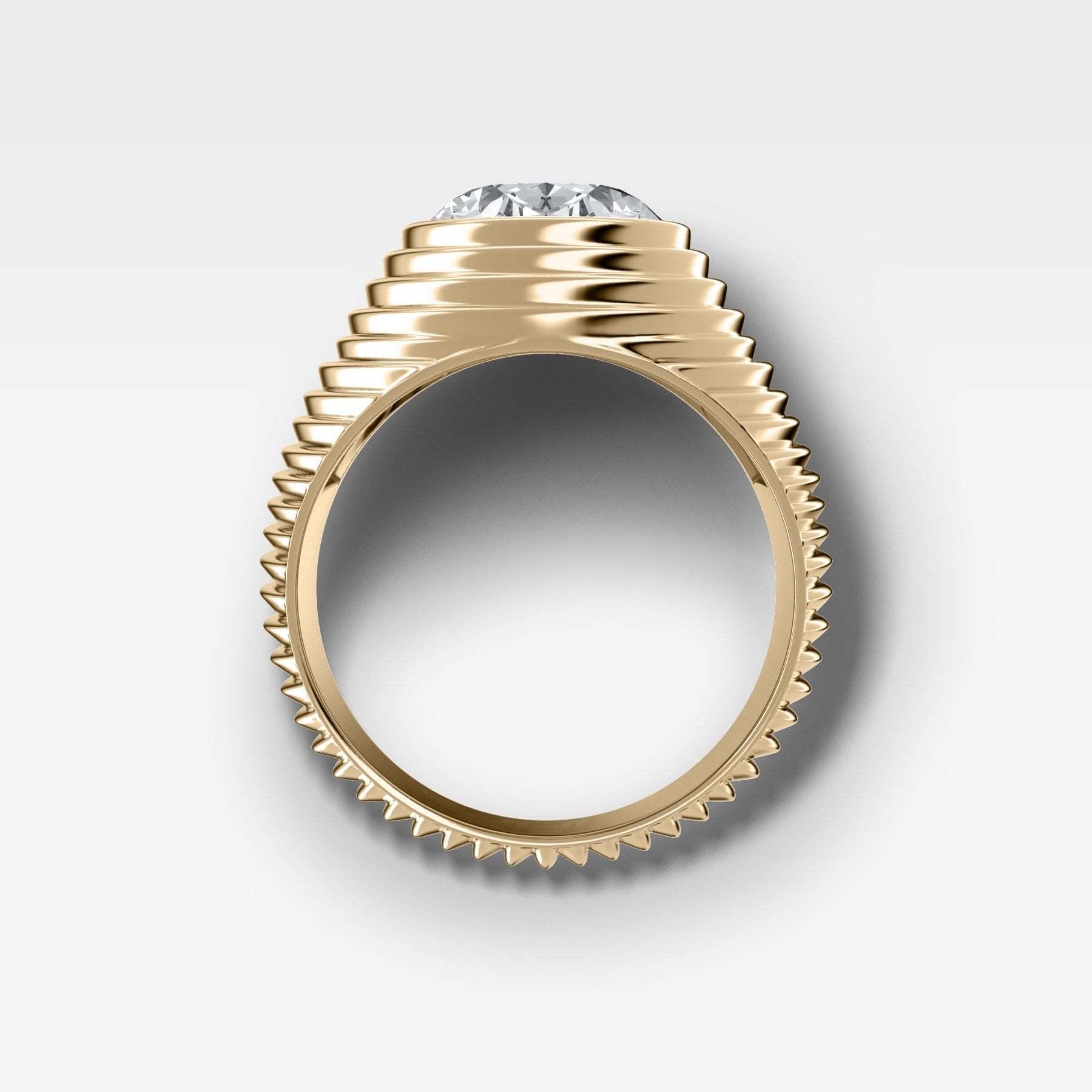 Ripple Solitaire Engagement Ring with an Oval Cut Diamond