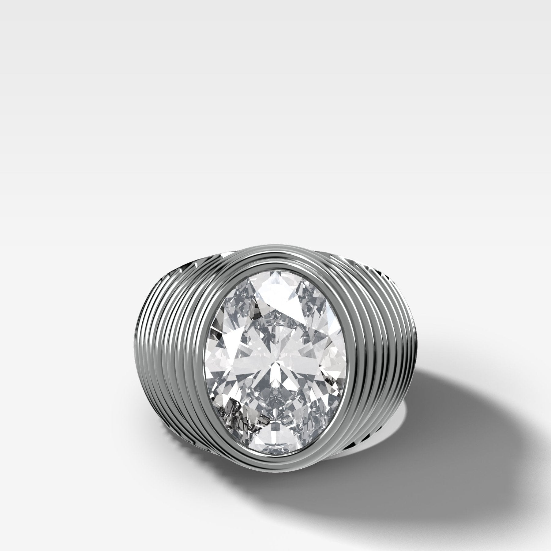 Ripple Solitaire Engagement Ring with an Oval Cut Diamond