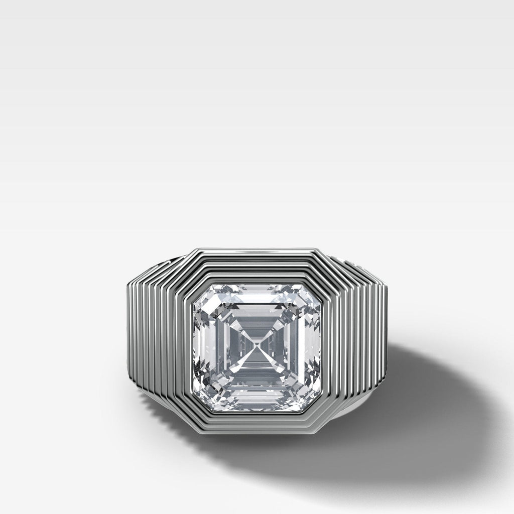 Ripple Solitaire Engagement Ring with Asscher Cut Diamond