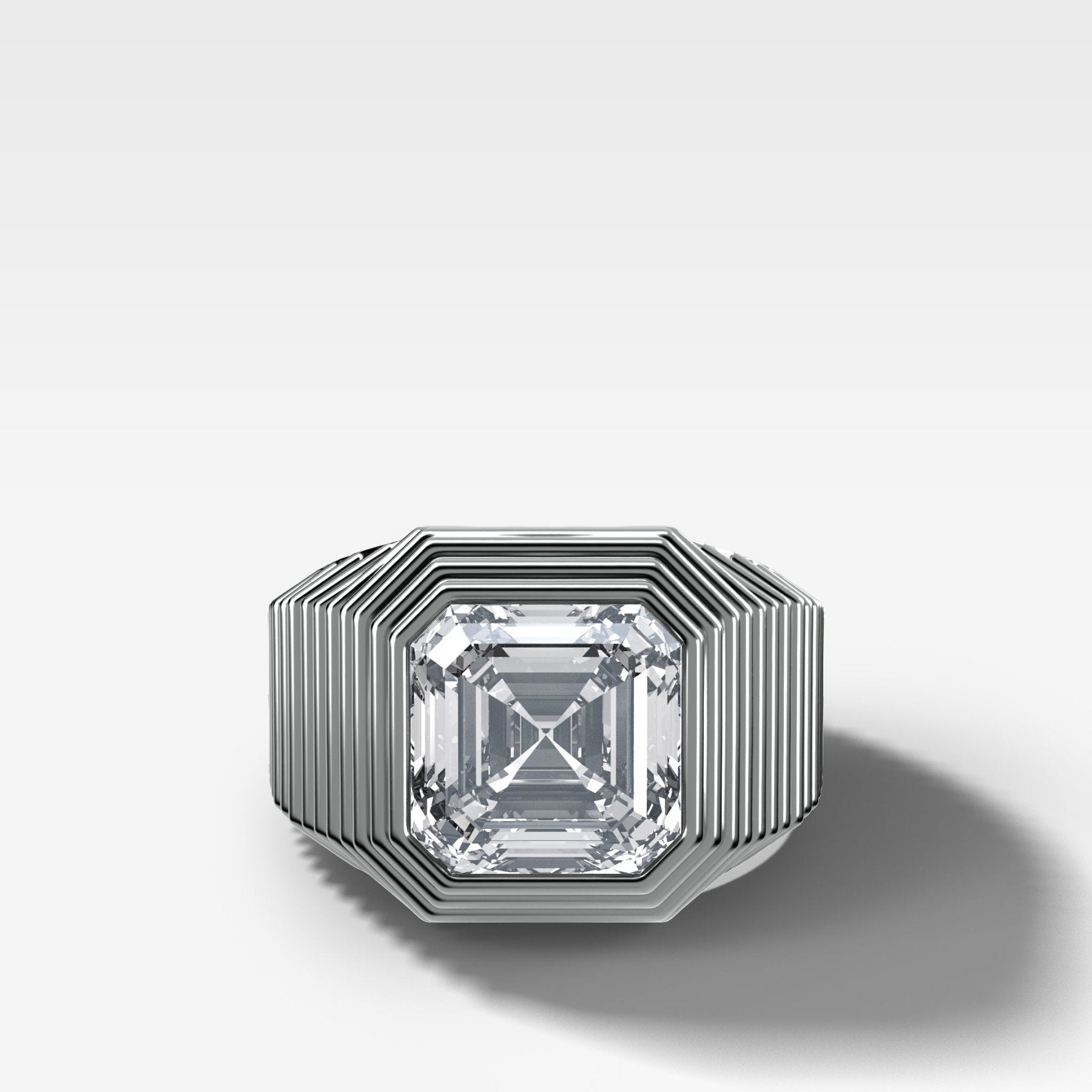 Ripple Solitaire Engagement Ring with Asscher Cut Diamond