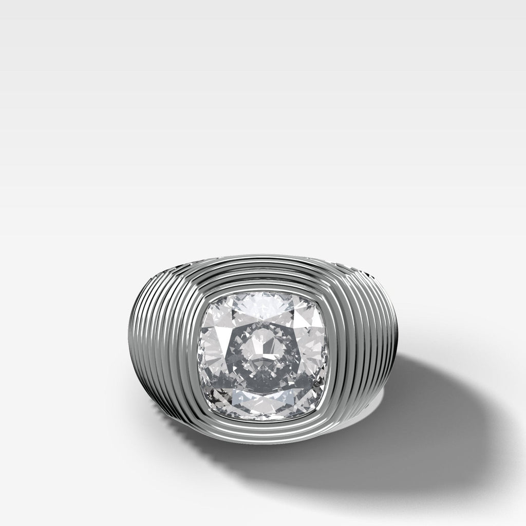 Ripple Solitaire Engagement Ring with Cushion Cut Diamond