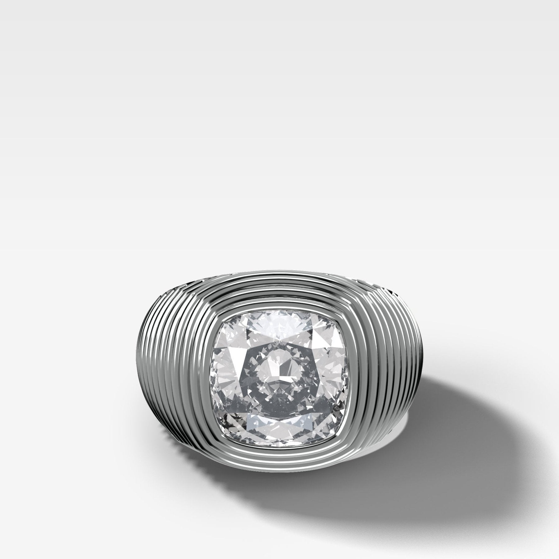 Ripple Solitaire Engagement Ring with Cushion Cut Diamond