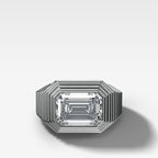Ripple Solitaire Engagement Ring with East West Emerald Cut Diamond