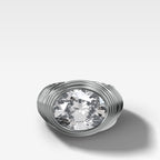 Ripple Solitaire Engagement Ring with East West Oval Cut Diamond