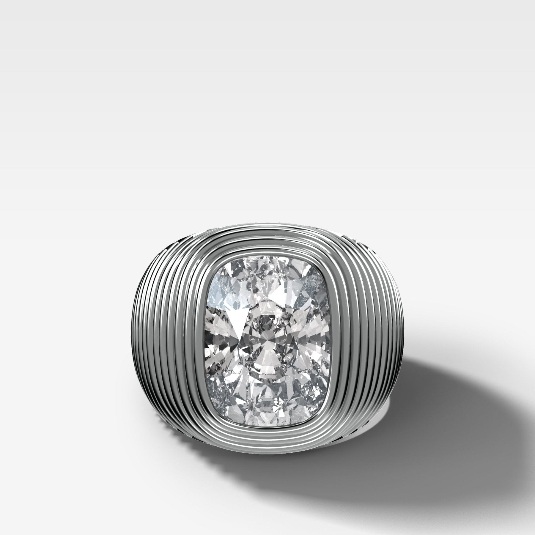 Ripple Solitaire Engagement Ring with Elongated Cushion Cut Diamond