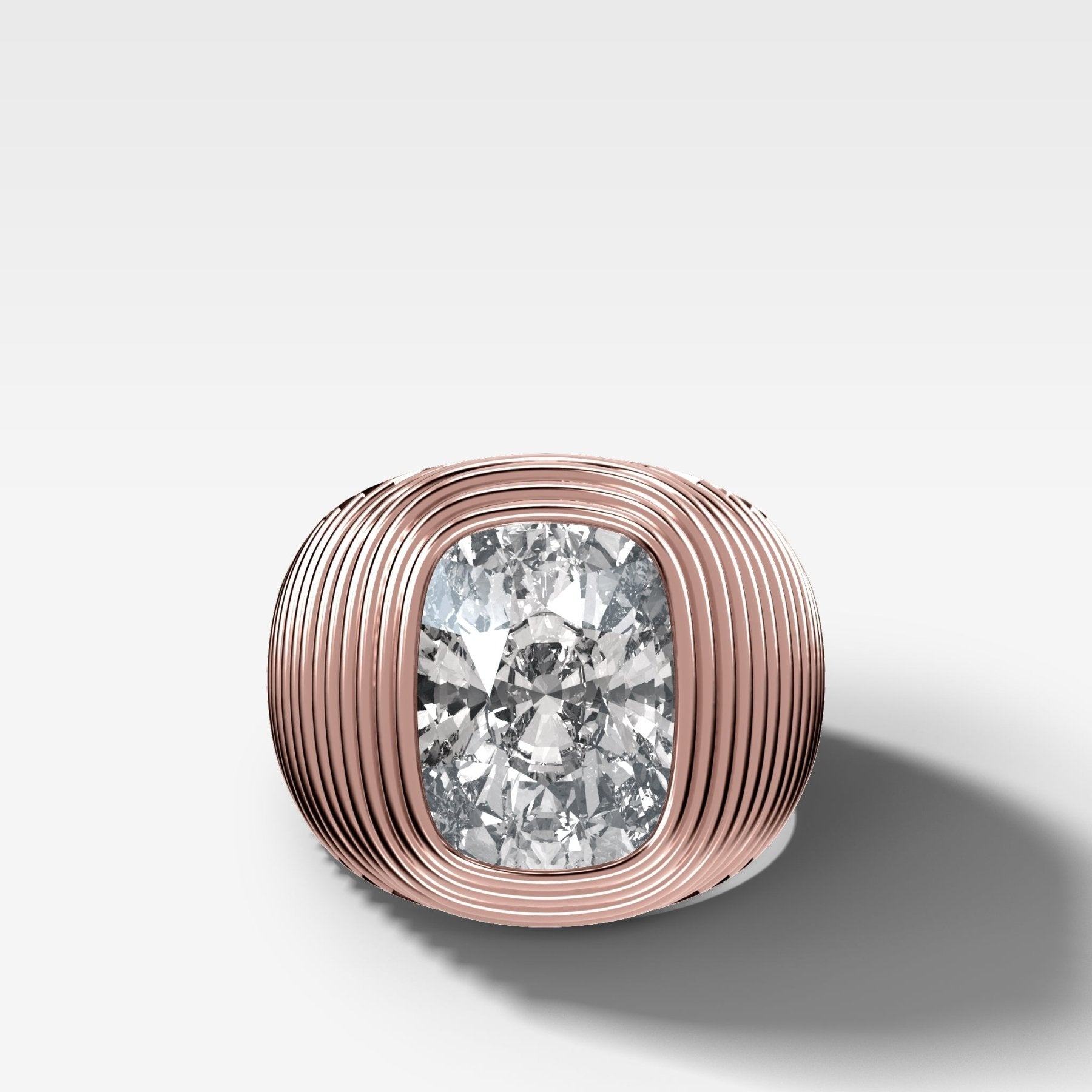 Ripple Solitaire Engagement Ring with Elongated Cushion Cut Diamond