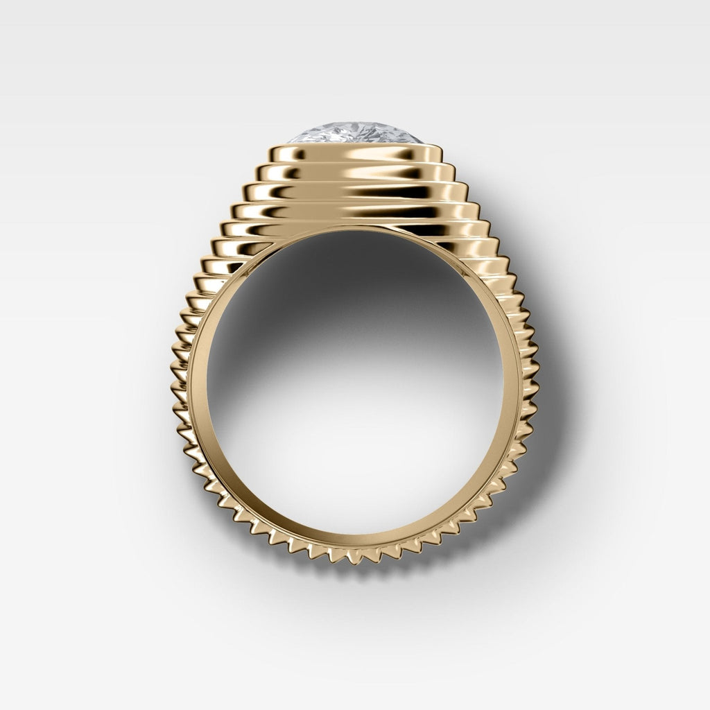 Ripple Solitaire Engagement Ring with Elongated Cushion Cut Diamond