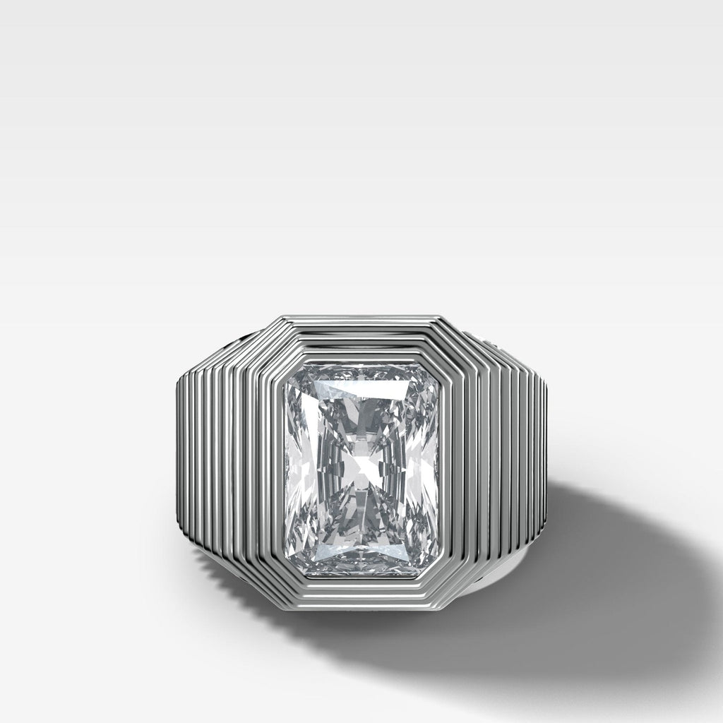 Ripple Solitaire Engagement Ring with Elongated Radiant Cut Diamond