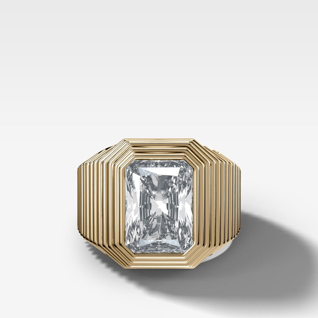 Ripple Solitaire Engagement Ring with Elongated Radiant Cut Diamond