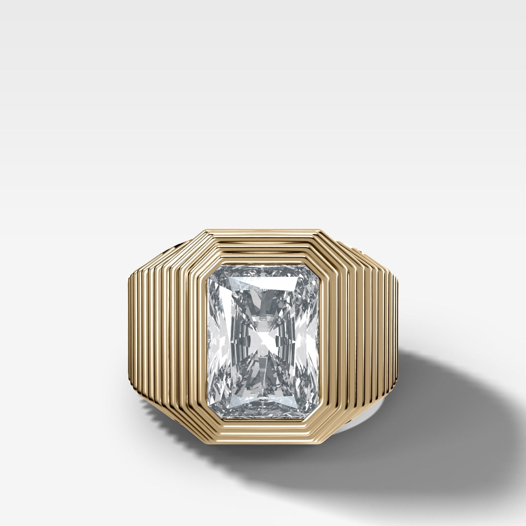 Ripple Solitaire Engagement Ring with Elongated Radiant Cut Diamond